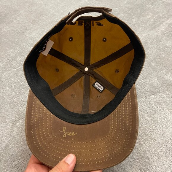 Orvis Hat Brown Waxed Canvas Cap Fishing Tackle Manchester Vermont Strapback - Picture 4 of 8